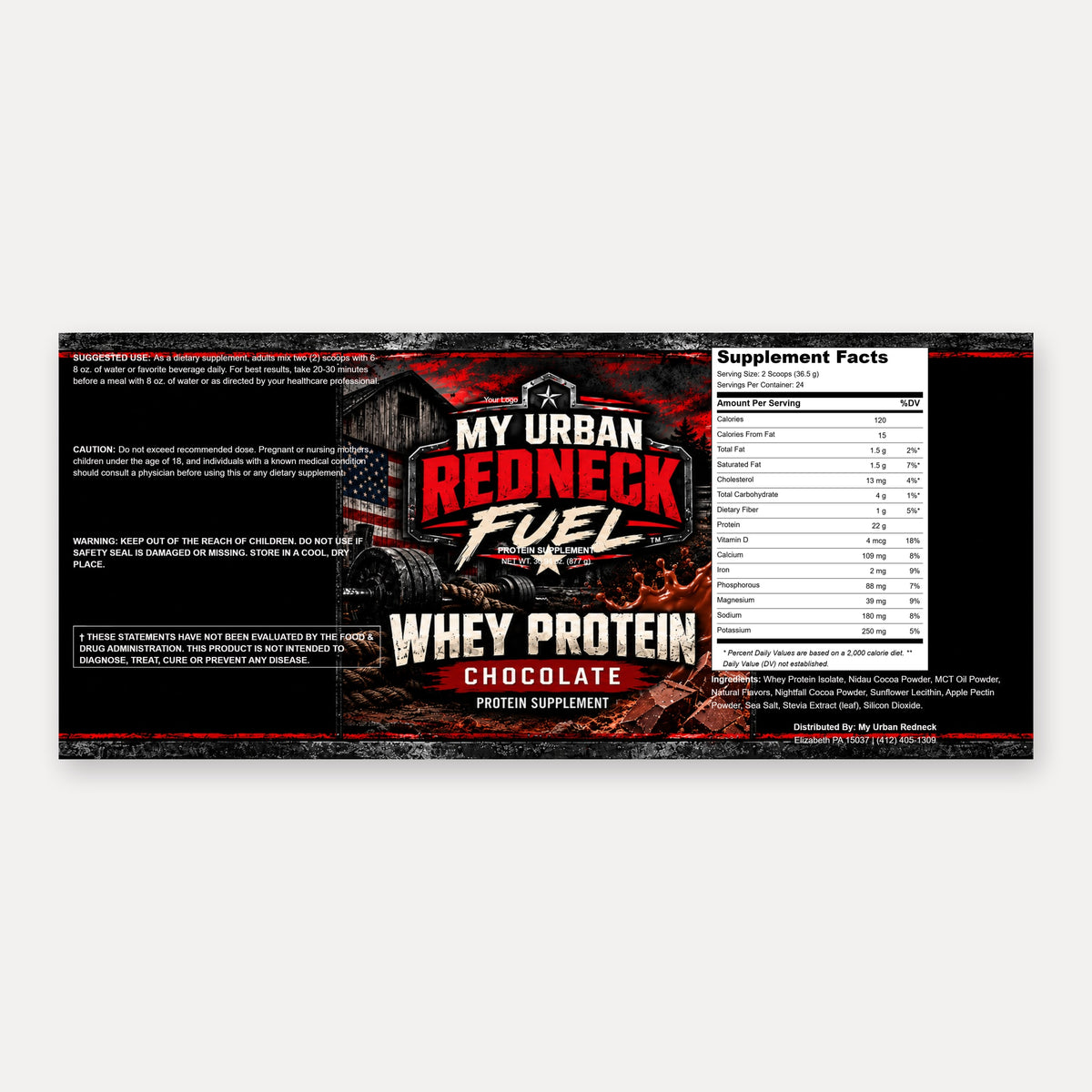 My Urban Redneck ADVANCED WHEY PROTEIN CHOCOLATE – Supports Muscle Recovery, Pouch